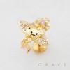 CUTTIE KITTY CAT FACE PLANET DROP DANGLE CZ THREADLESS (PUSH IN) 316L SURGICAL STEEL LABRET SET